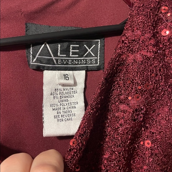 Alex Evenings Burgundy Sequin Lace Mini Dress - Picture 4 of 9